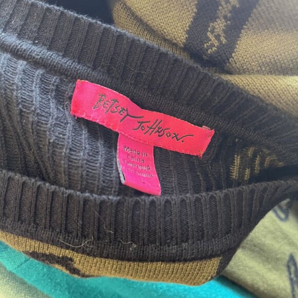 vintage Y2K dress Betsey Johnson green GUNS pistol sweater mini dress M L - Picture 10 of 10